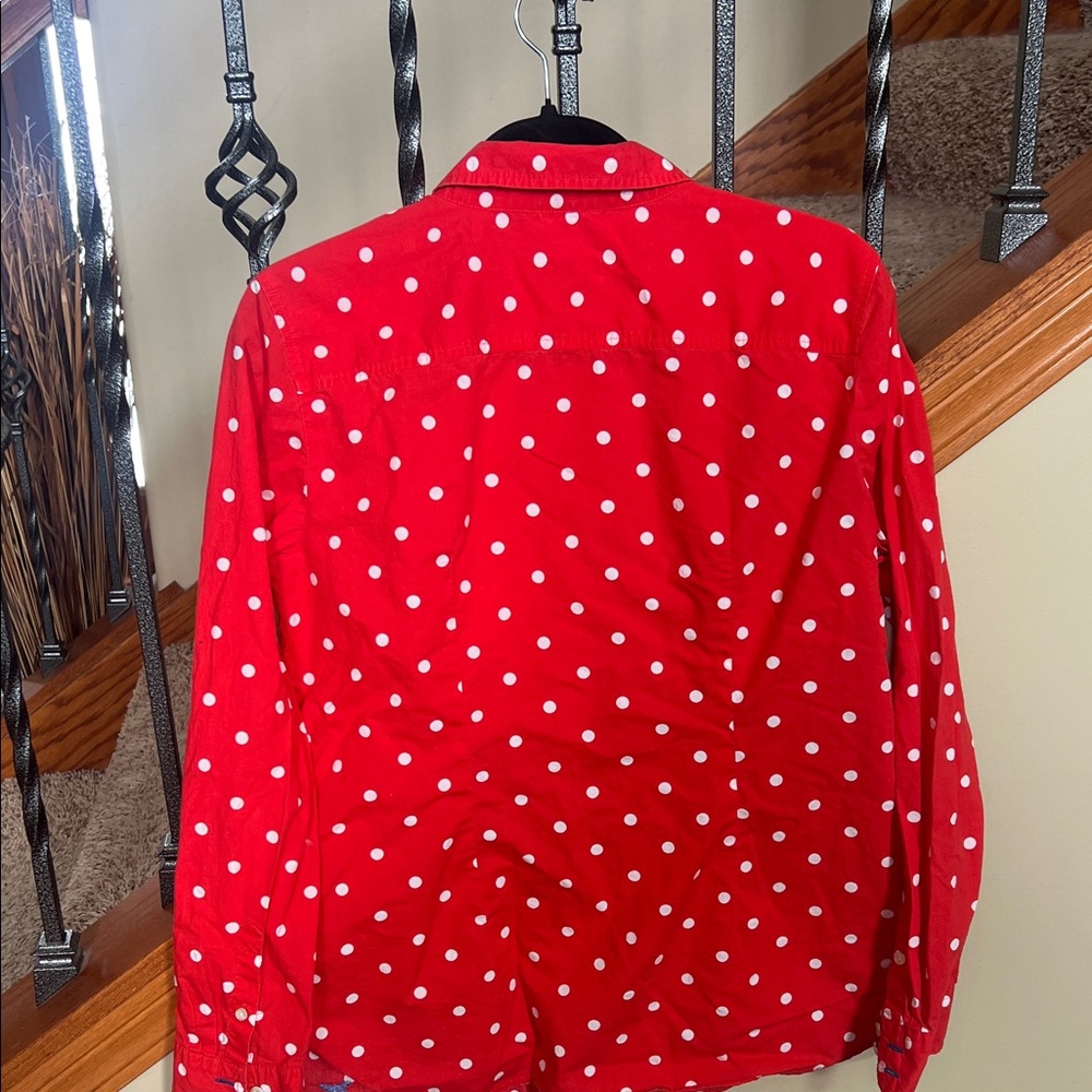 Red Polka Dot Button-Up Shirt Tambolts 100% cotton - Picture 8 of 8